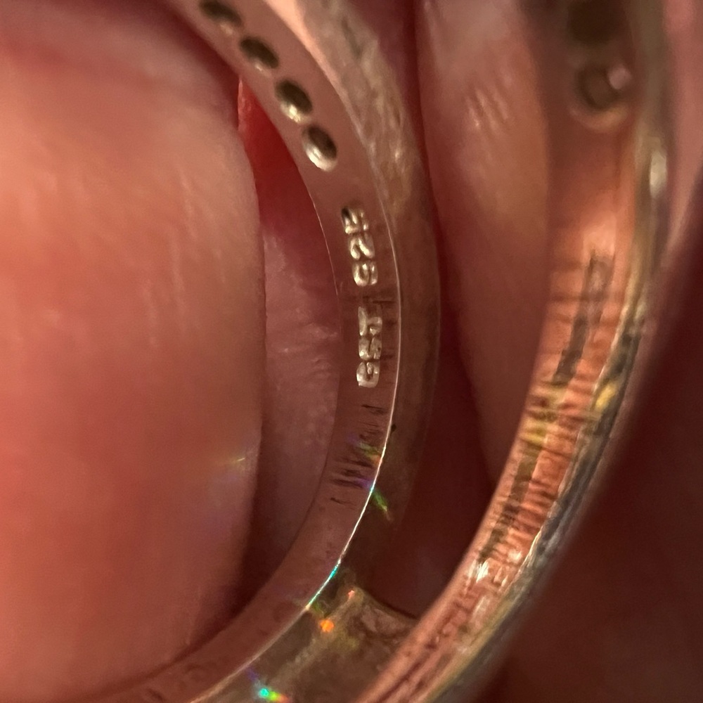 Dazzling Sterling Silver Crystal Double Band Ring - image 6